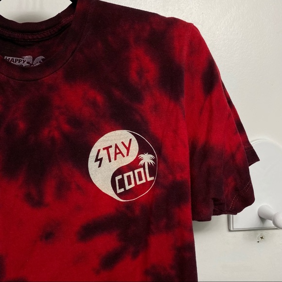 🖤5/$20 Black & Red Tie Dye Stay Cool Graphic Tee - Picture 3 of 6